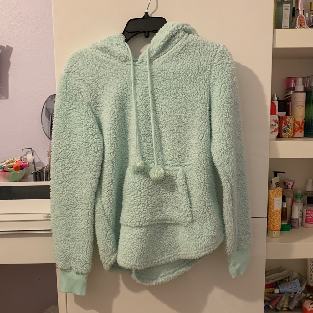 Fuzzy Mint Hoodie